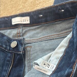 LOFT Blue Jeans with Contrast Stitching and Distressed Details